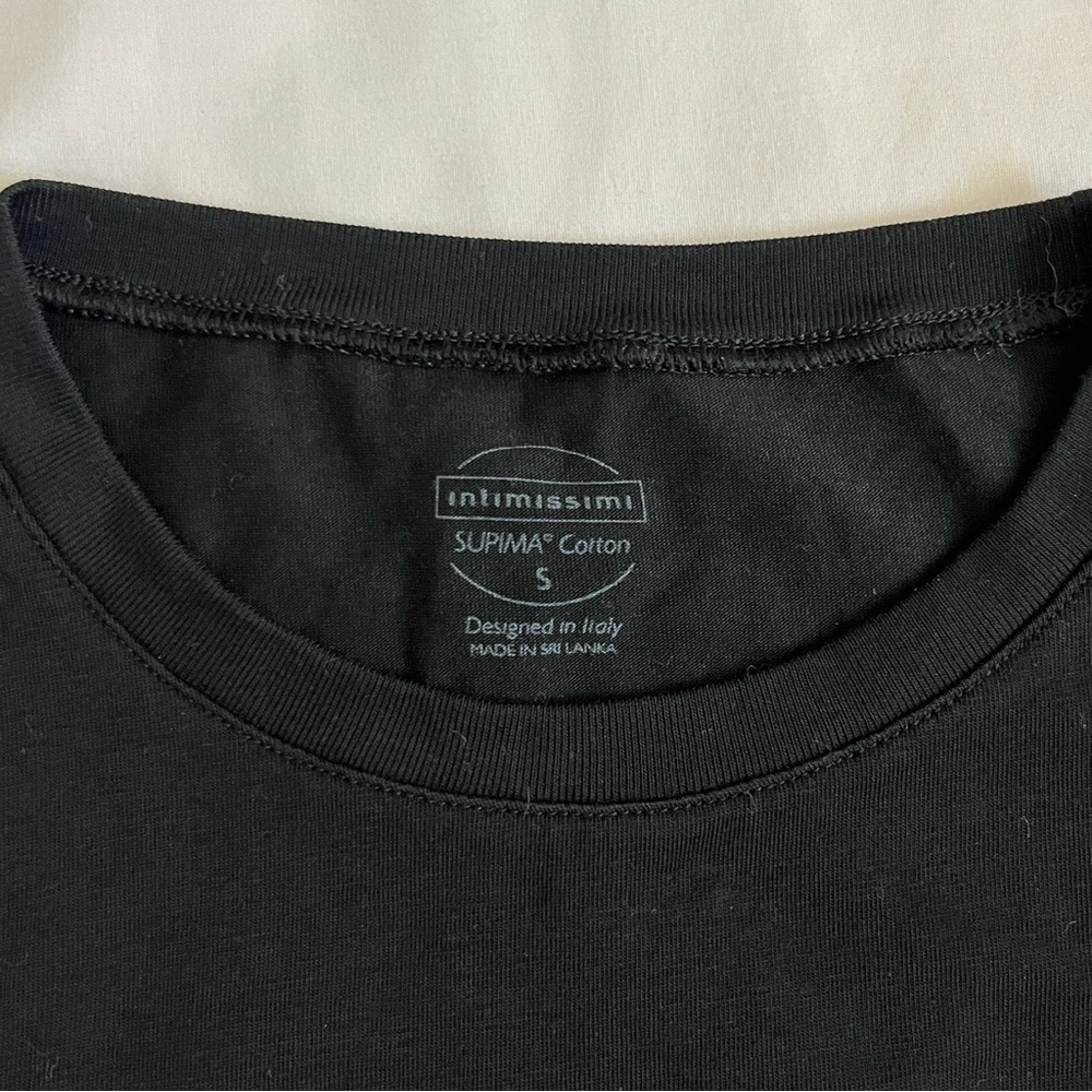 Intimissimi Stretch Short Sleeve Top | Black Supima Cotton Tee Size S - Picture 2 of 3